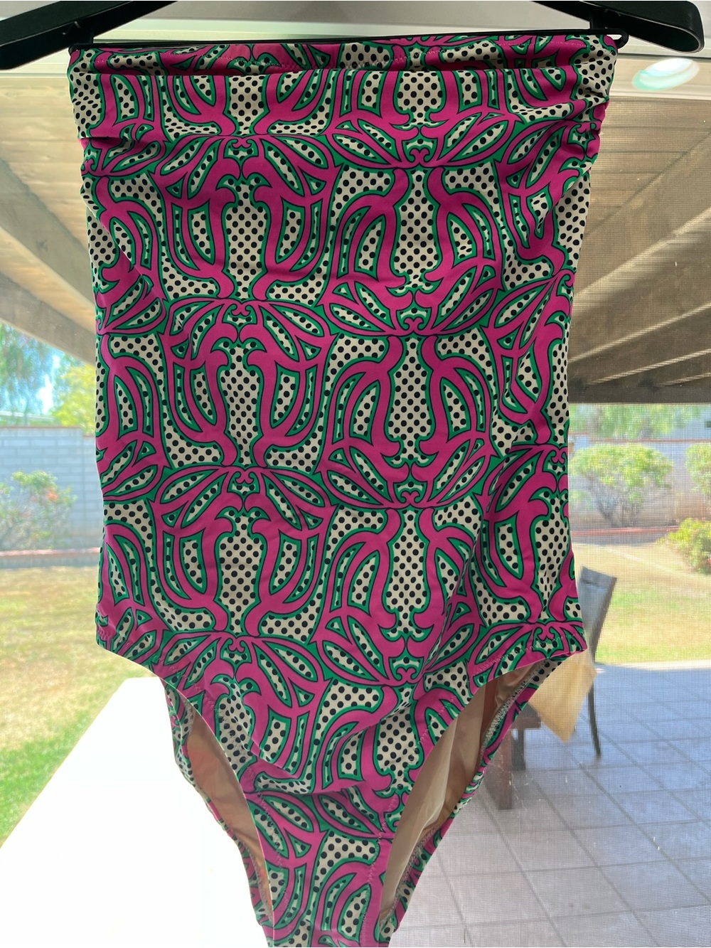 J. Crew Pink and Green Patterned One-Piece Swimsuit